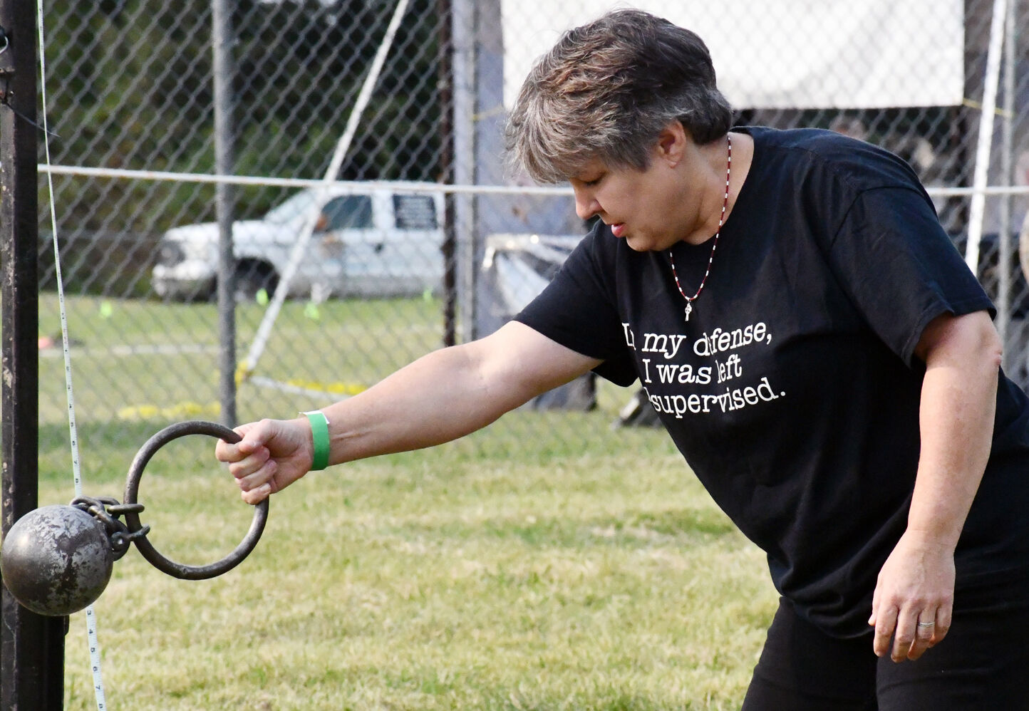 Ellen Harman prepares to toss a weight